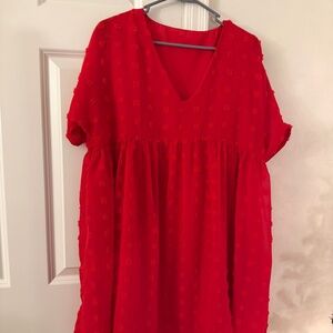 Short Red Dress with pom poms | XL/L
